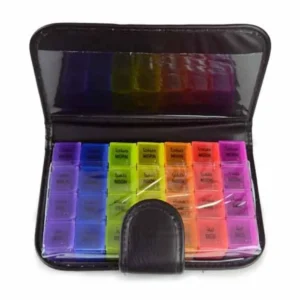 سباكير علب لتنظيم الادوية 7 الوان اسبوعية في حقيبة سوداء 026