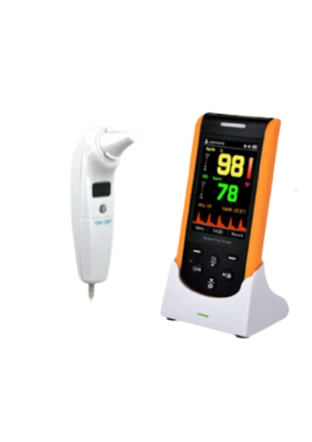 جهاز قياس نسبة الاكسجين بالدم مع ترمومتر محمول -هاند هلد